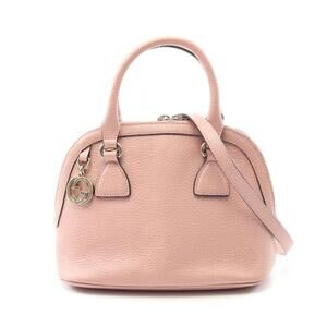 Gucci Leather GG Charm Dome Satchel pink calf leather